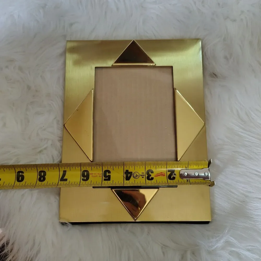 VTG Gold Tone Metal Pictures Frame Geometric Triangle Accent Border